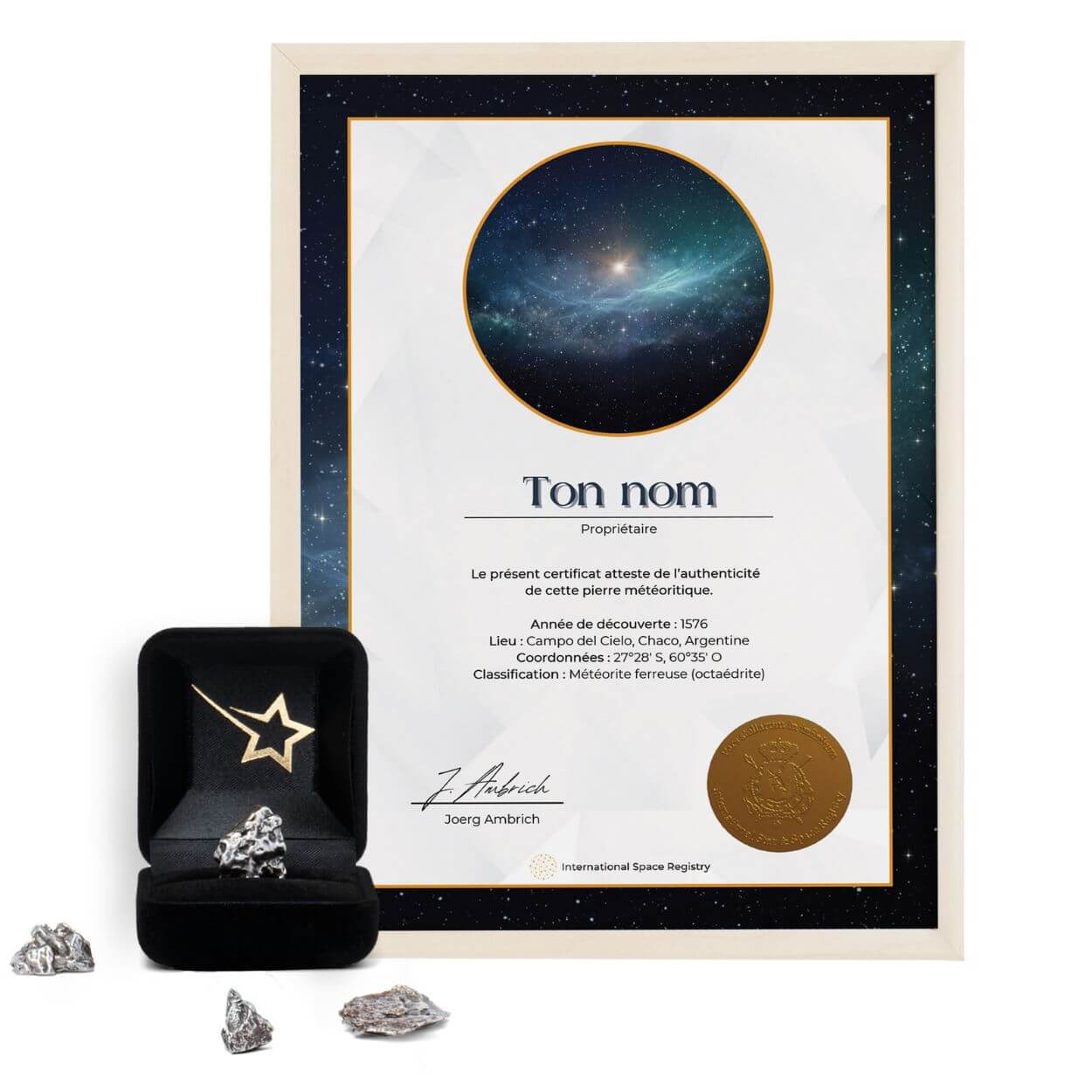 Météorite Authentique avec Certificat Personnalisé