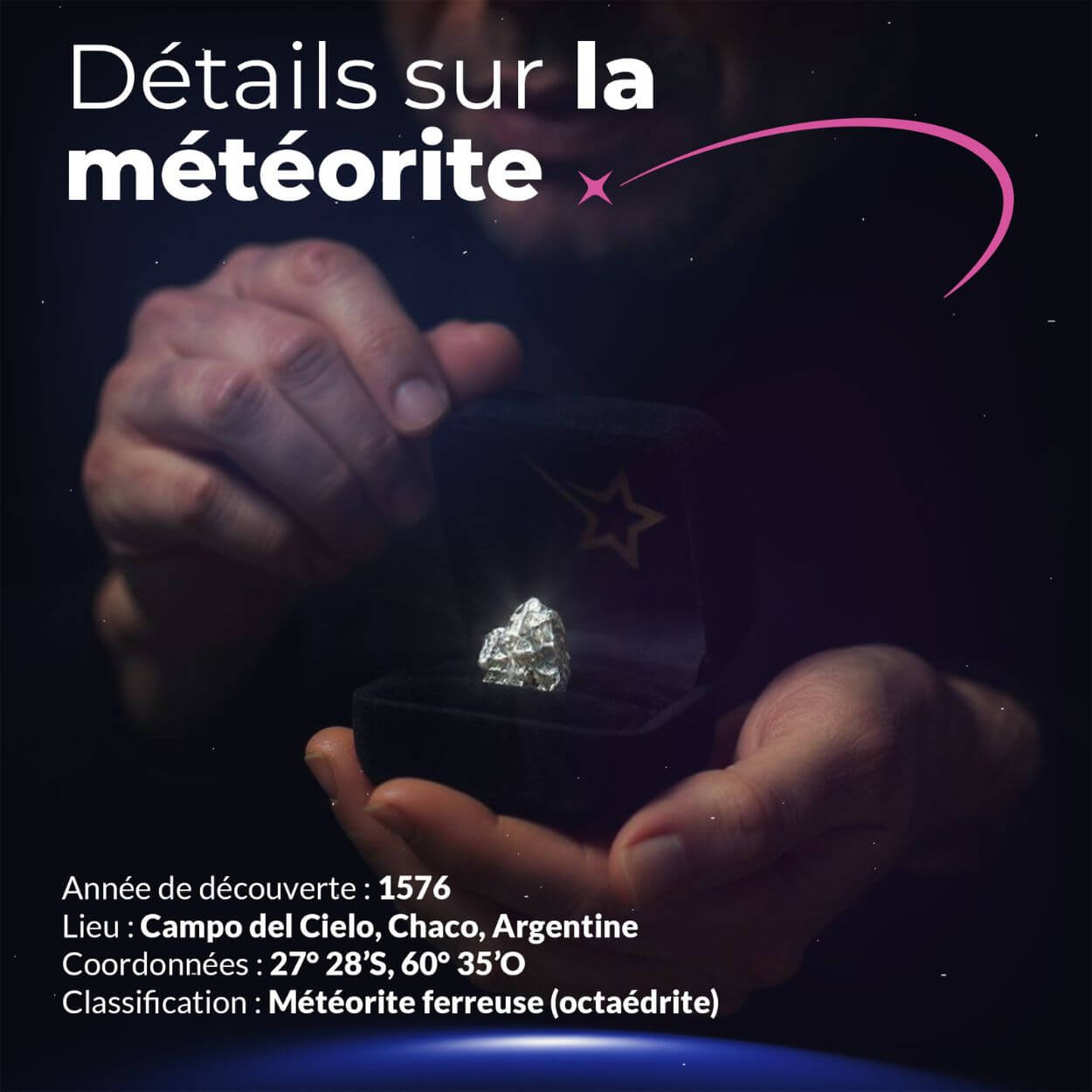 Météorite Authentique avec Certificat Personnalisé