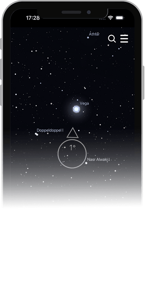L'appli Universe Star Finder affiche une étoile nommée en RA